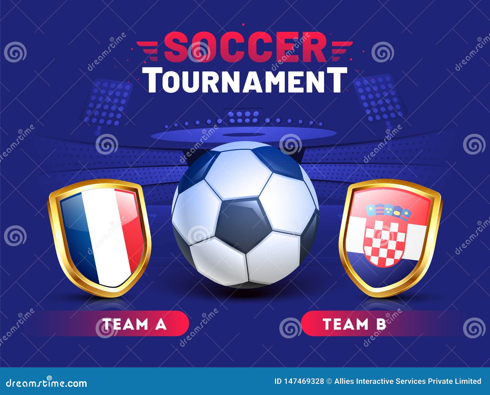 Soccer Tournament Banner Or Poster Design With Illustration Of Soccer ...