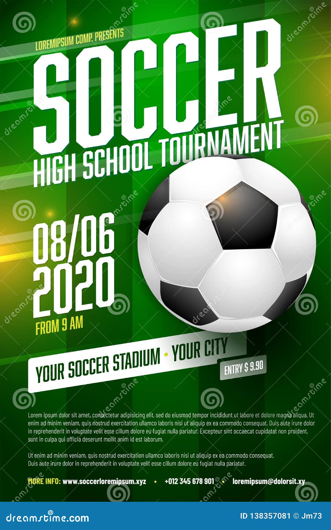 Soccer Tournament Poster Template with Ball and Grass Stock Vector Intended For Football Tournament Flyer Template