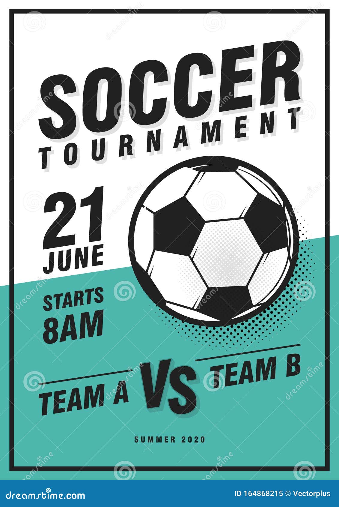 Soccer Tournament Poster Template With Ball Grass And Sample Text Vector Illustration Soccer Flyer Design Template Stock Illustration Illustration Of Advertising Grass 164868215