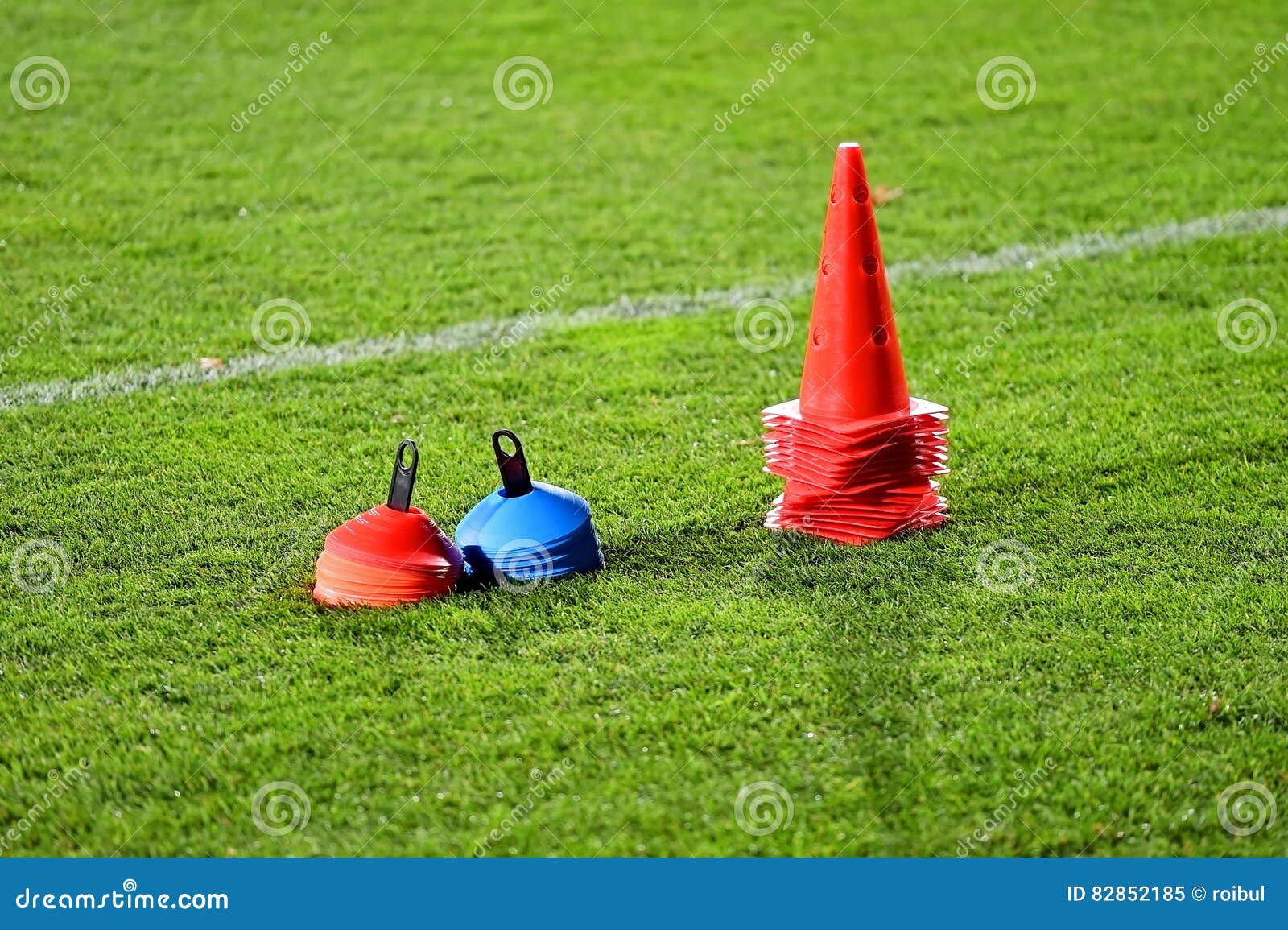 Soccer training cones stock image. Image of practice 82852185