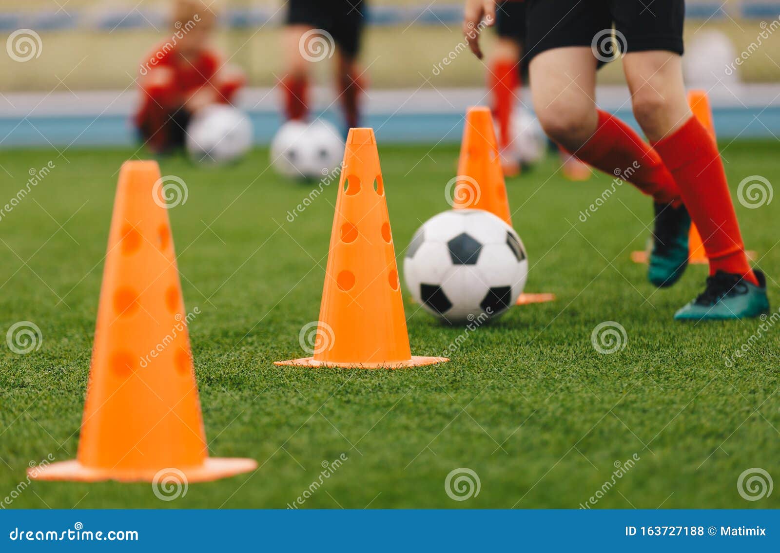 Soccer Training Drill Football Player Running With Ball Soccer Athletes Participate In Soccer Practice Drills Stock Photo Image Of Color Adolescence
