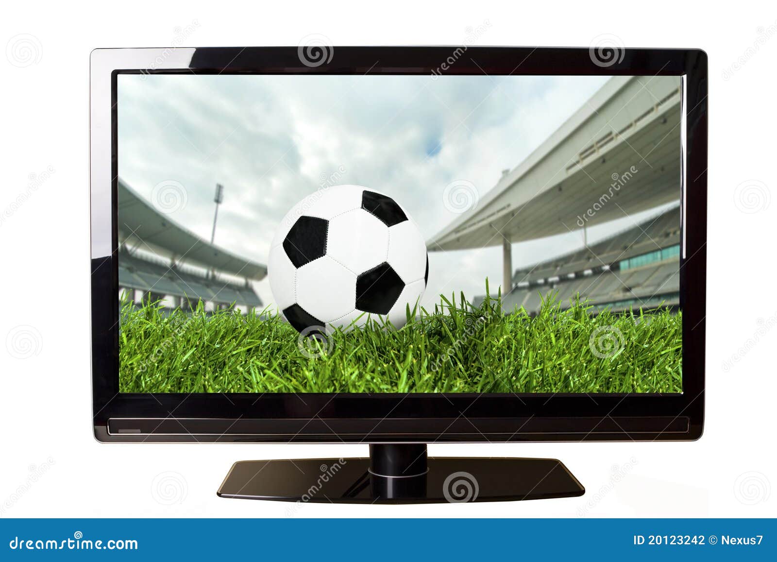 Soccer on TV stock photo