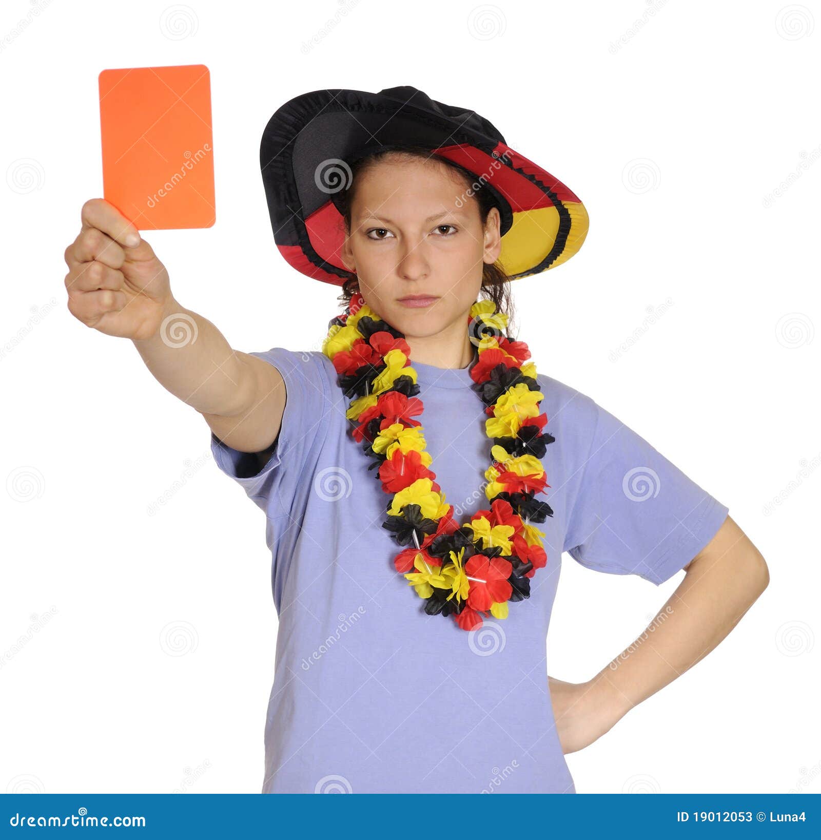 Soccer Woman Shows Red Card Stock Image Image Of Attractive White