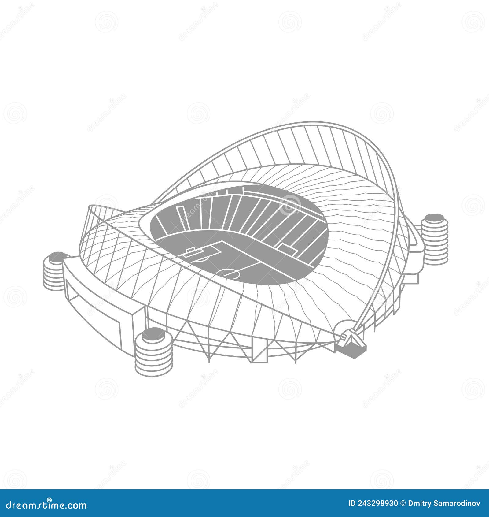 Football Soccer Stadium Drawing, black and white