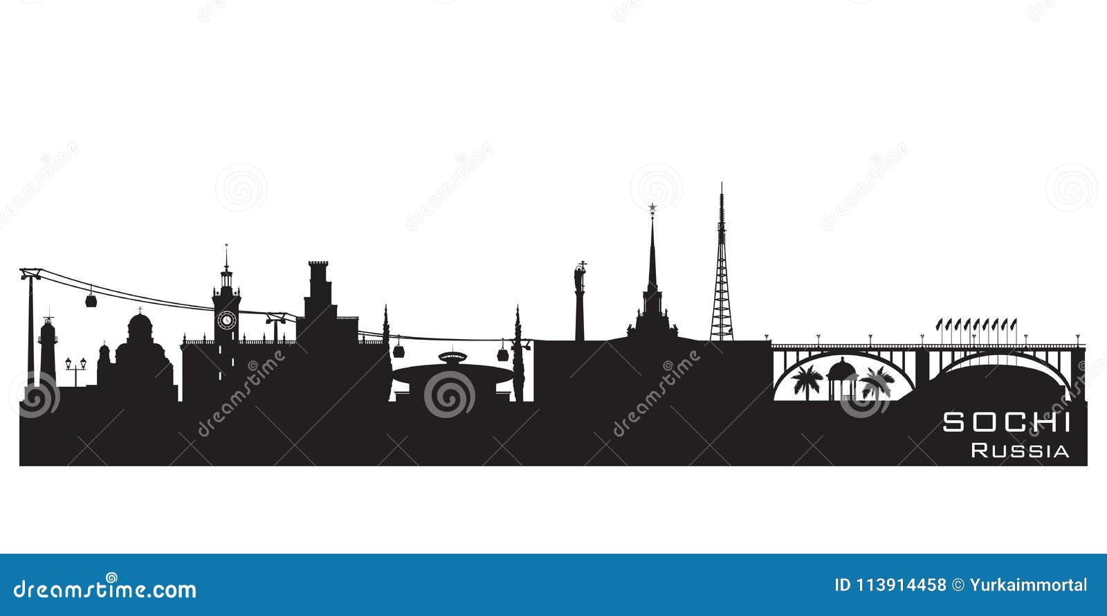sochi russia city skyline detailed silhouette