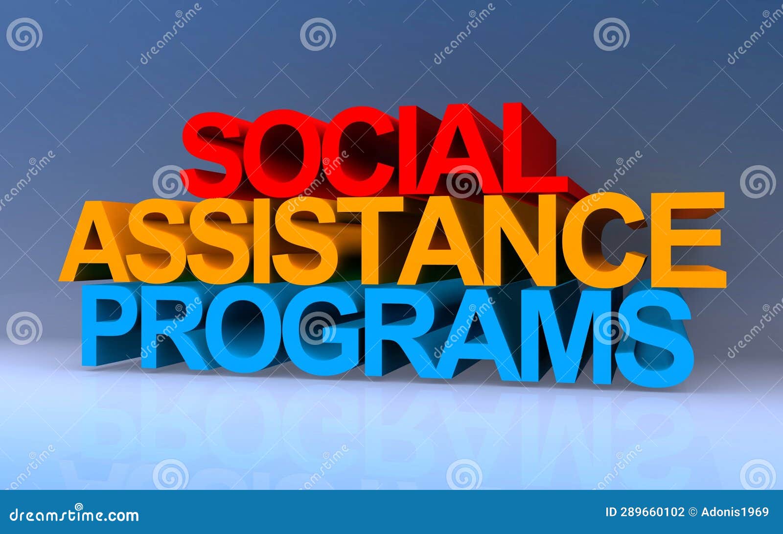 Social Assistance Programs on Blue Stock Illustration Illustration of