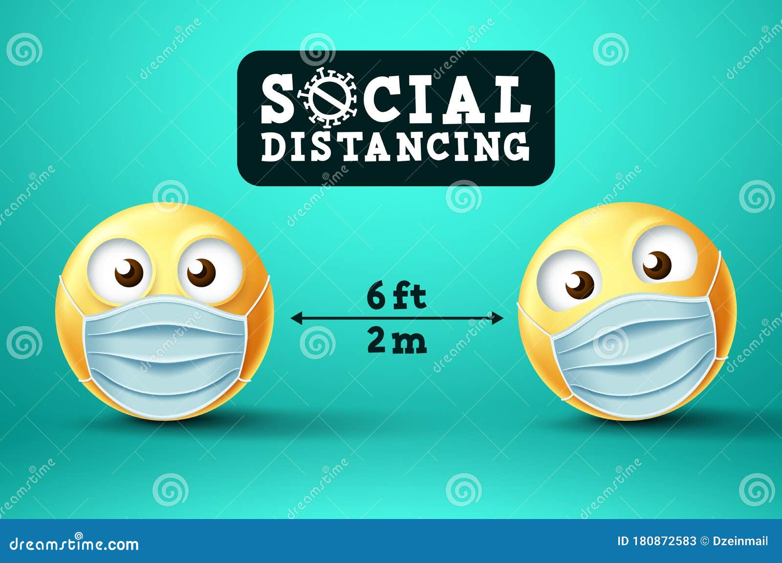 social distancing smiley emoji  sign. emoji or emoticon