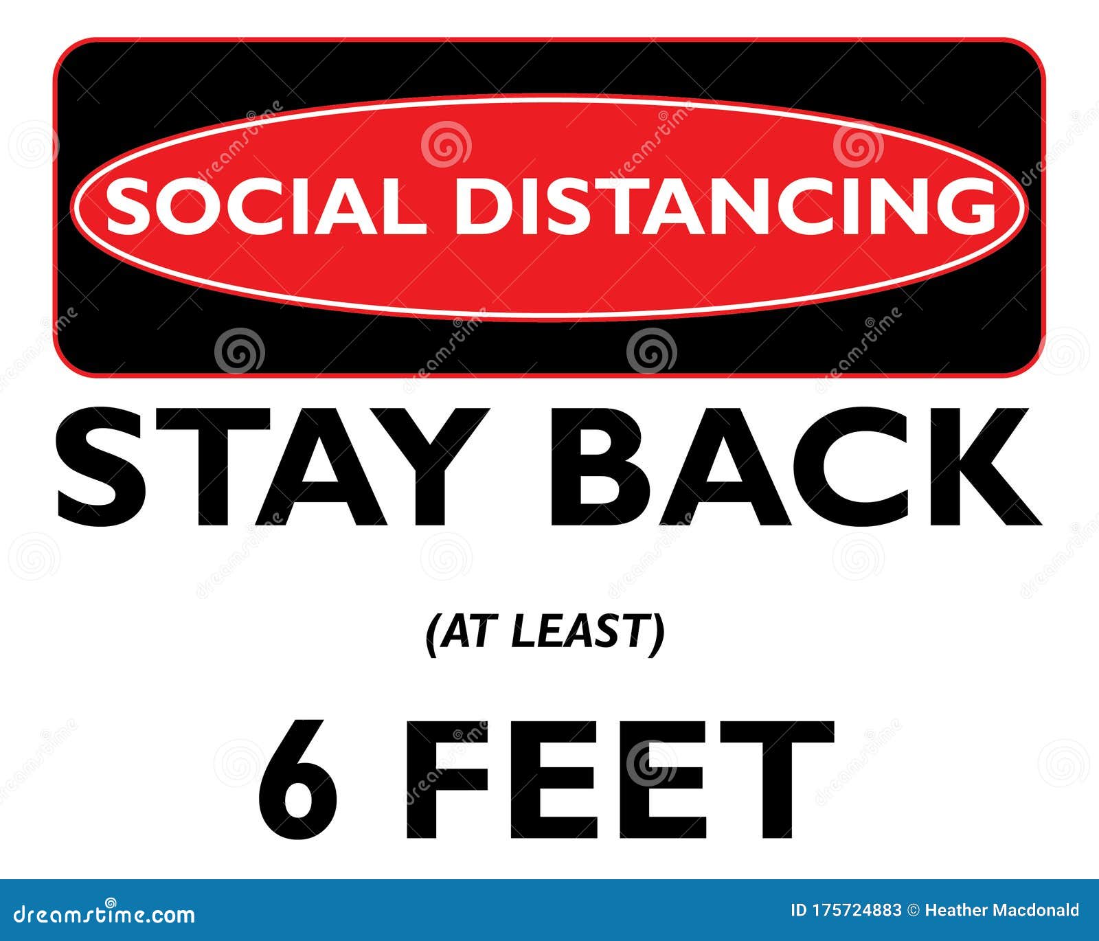 Social Distancing Stay Back 6 Feet Sign In Black White And Red Stock Illustration Illustration Of Sign Social
