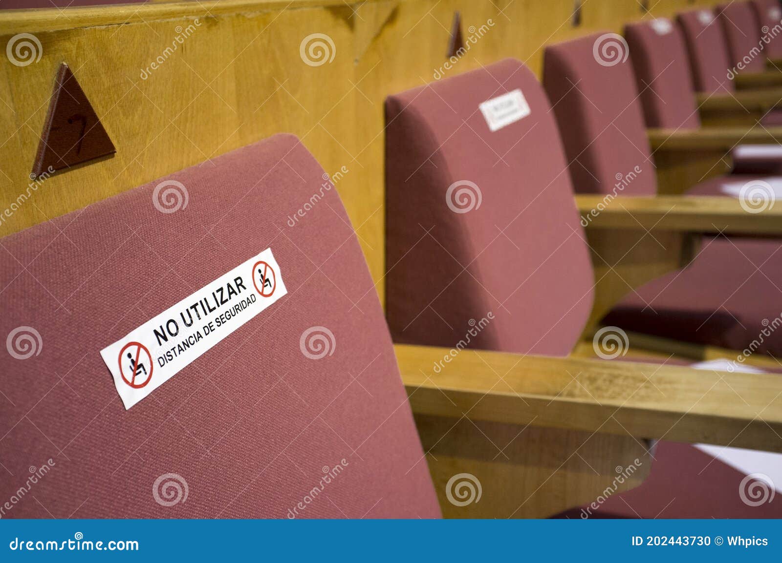 social distancing stickers at theatre grandstand