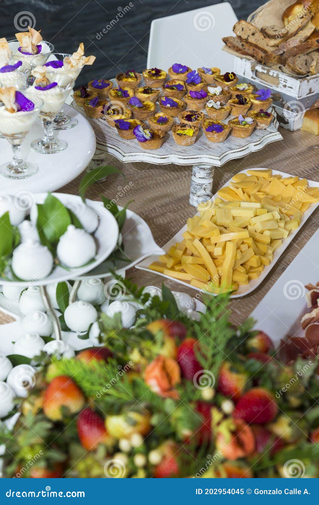 Social Events Reception; Tasty Snacks for Guests at the Reception Stock