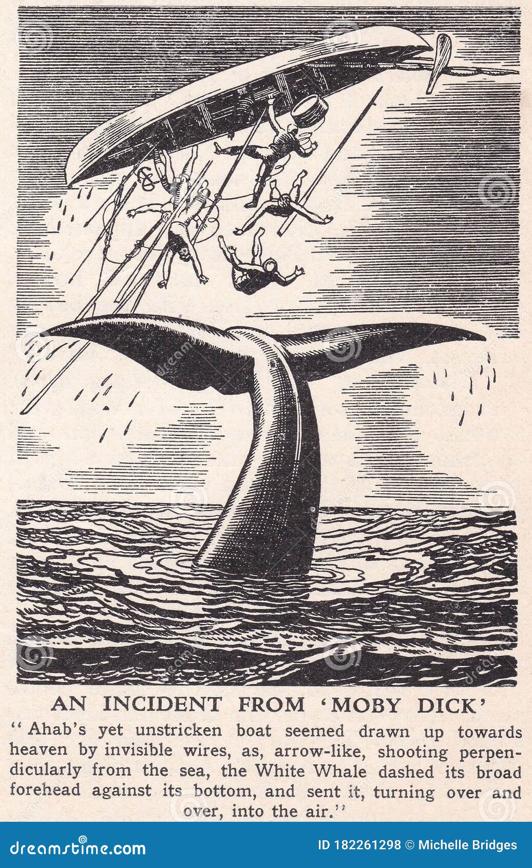 Vintage Illustratin Of An Incident From Moby Dick Ahab And The Whale Editorial Stock Photo Image Of Ahabs Sailor