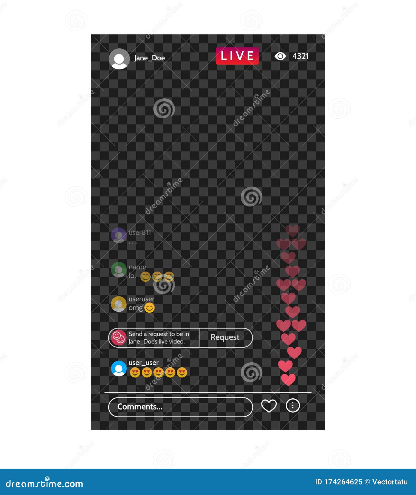 social live stream interface