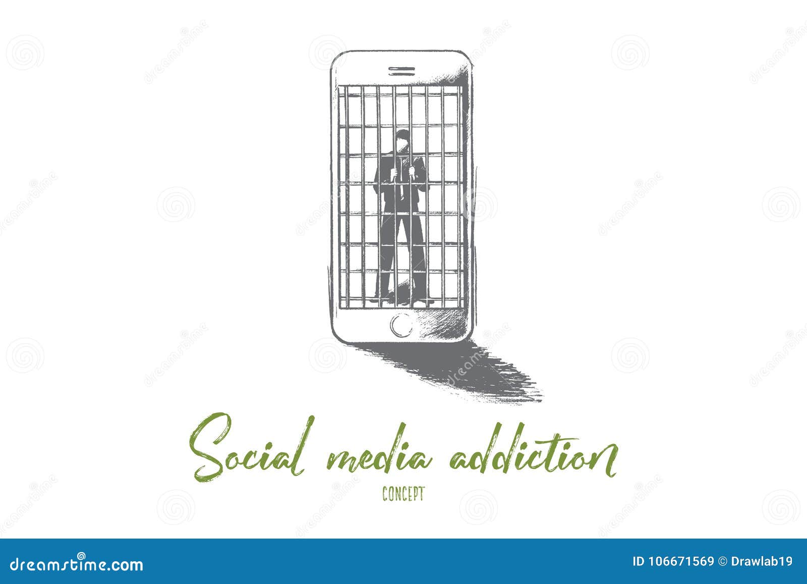 Social Media Addiction Concept Hand Drawn Isolated Vector Stock Vector Illustration Of Isolated Addict 106671569