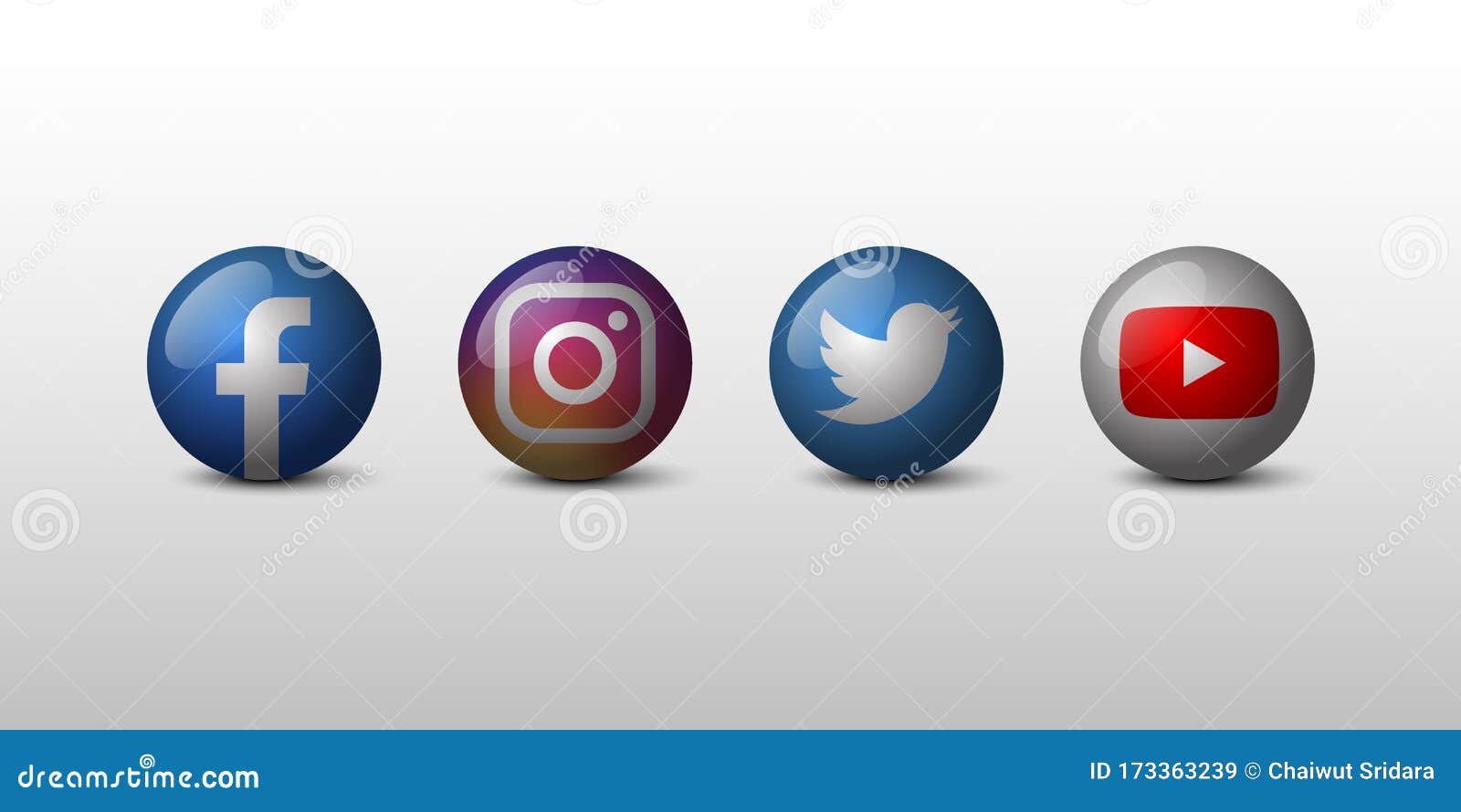 Social Media 3d Icon Set Editorial Stock Image Illustration Of Retro