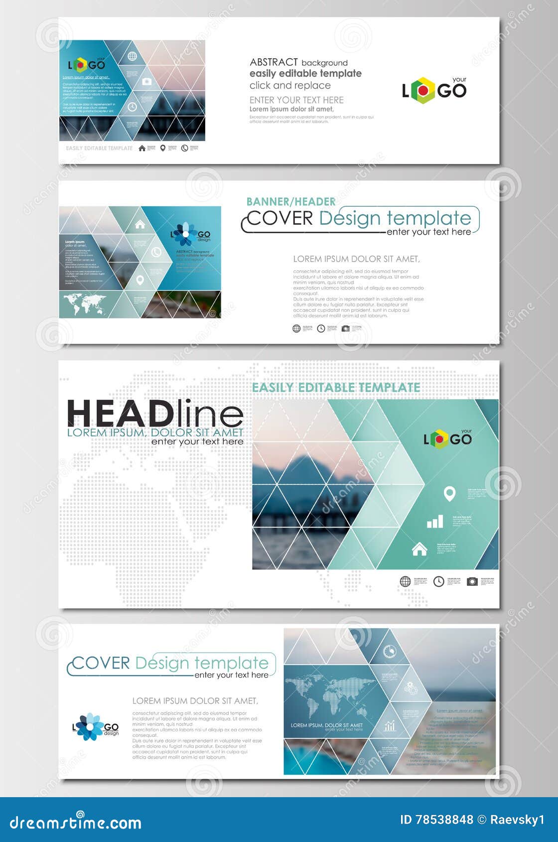 Social Media And Email  Headers Set Modern Banners  