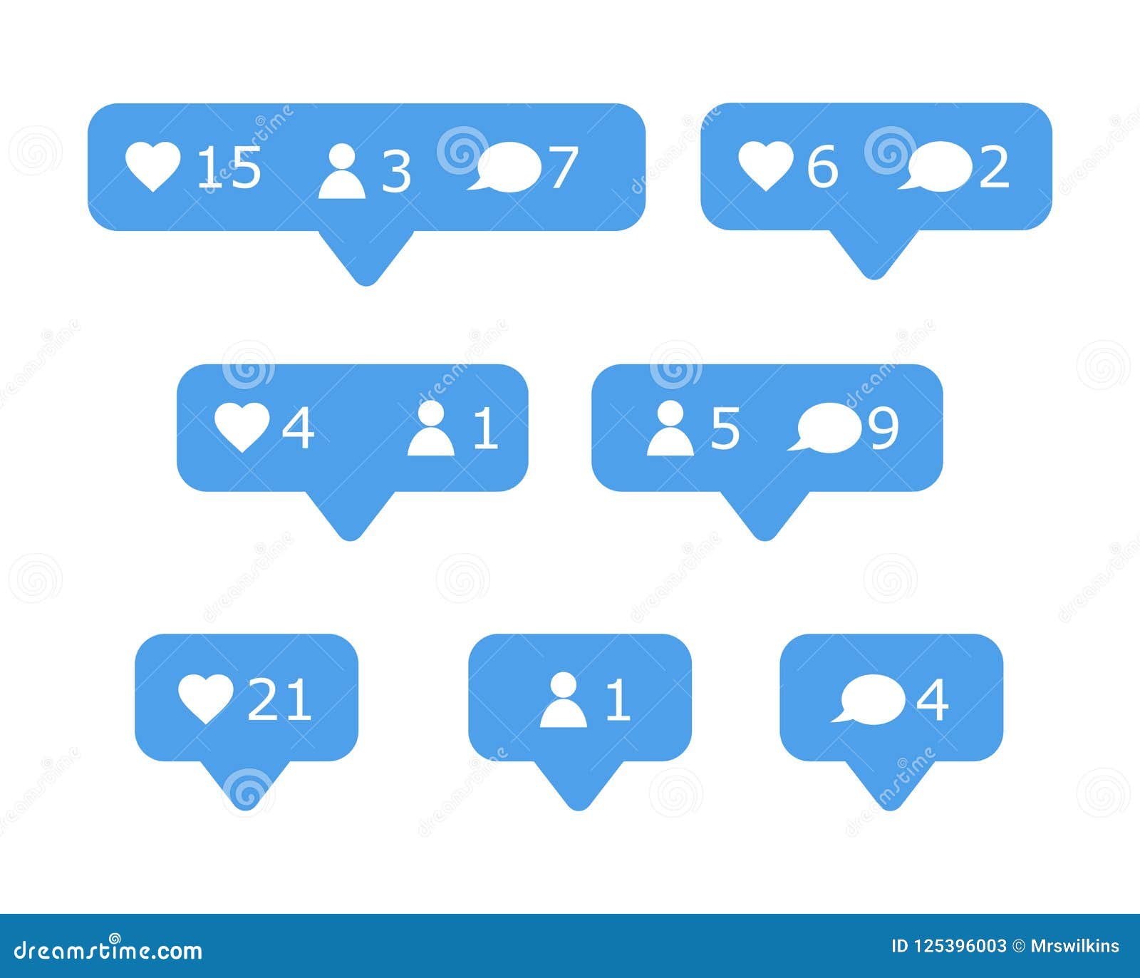 social media followers, comments, likes  set