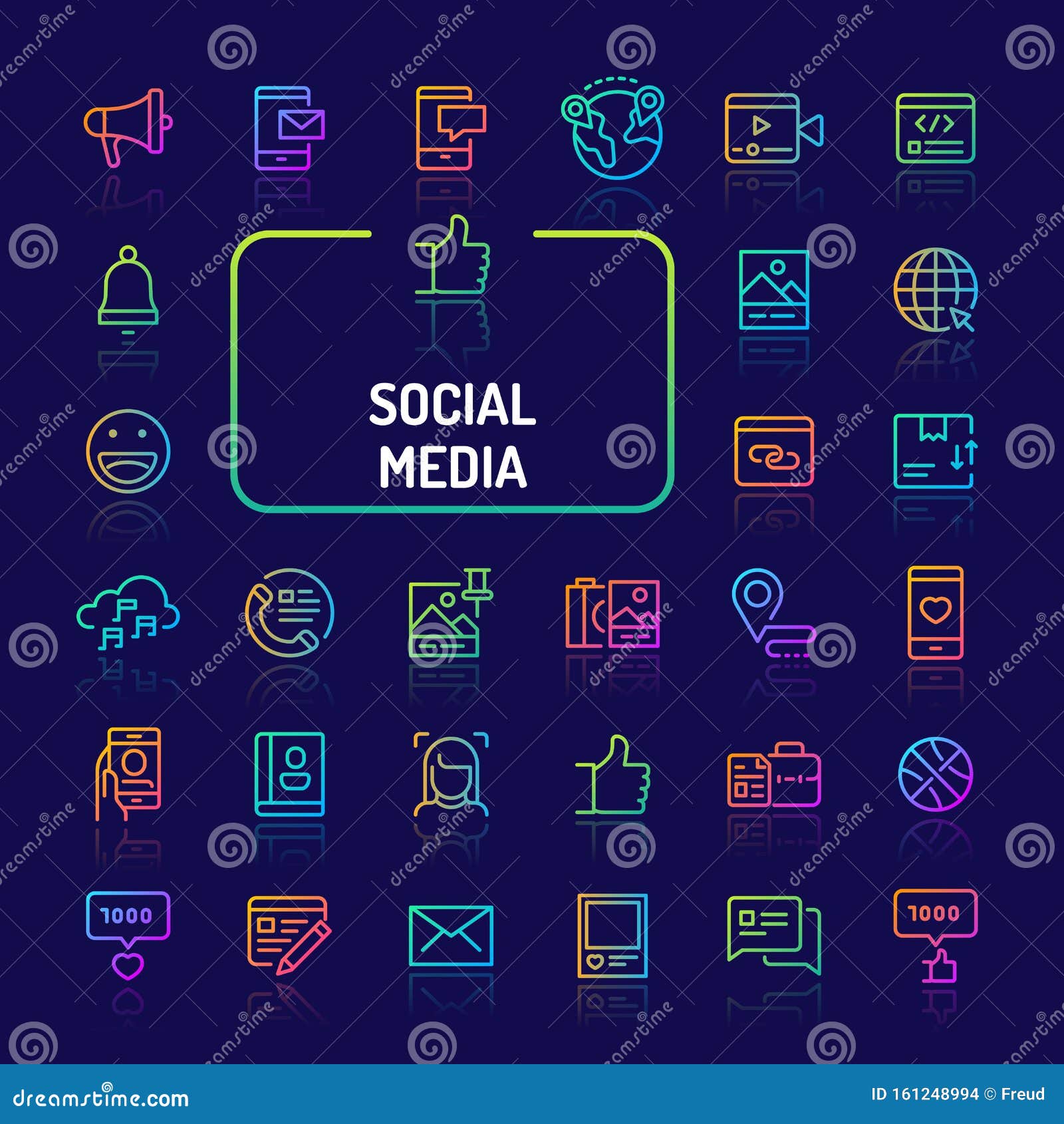 Social Media Gradient Line Icon Set EPS 10 Stock Vector - Illustration