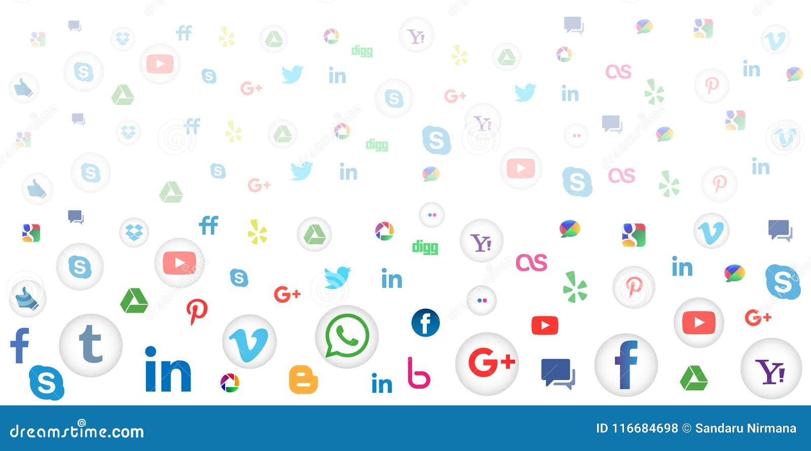 Social Media Icon Background for Wallpaper on White Background
