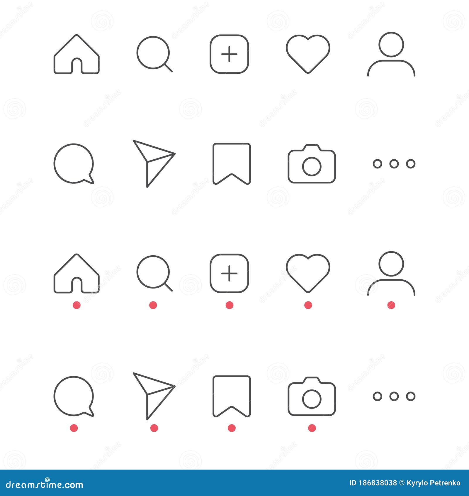 Social Media Icon Vector Set. Instagram Style. Share Like Heart Message  Bubble Chat Sign Symbol. Love Web. Communication Network Stock Vector -  Illustration of line, background: 186838038