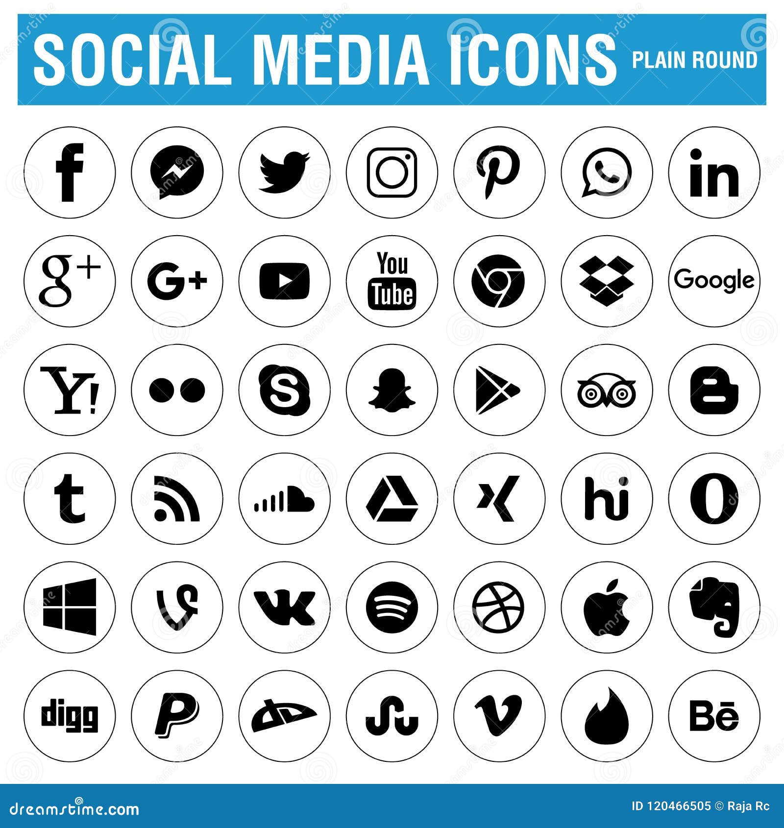 Social Media Icons Black Cartoon Vector | CartoonDealer.com #120466505