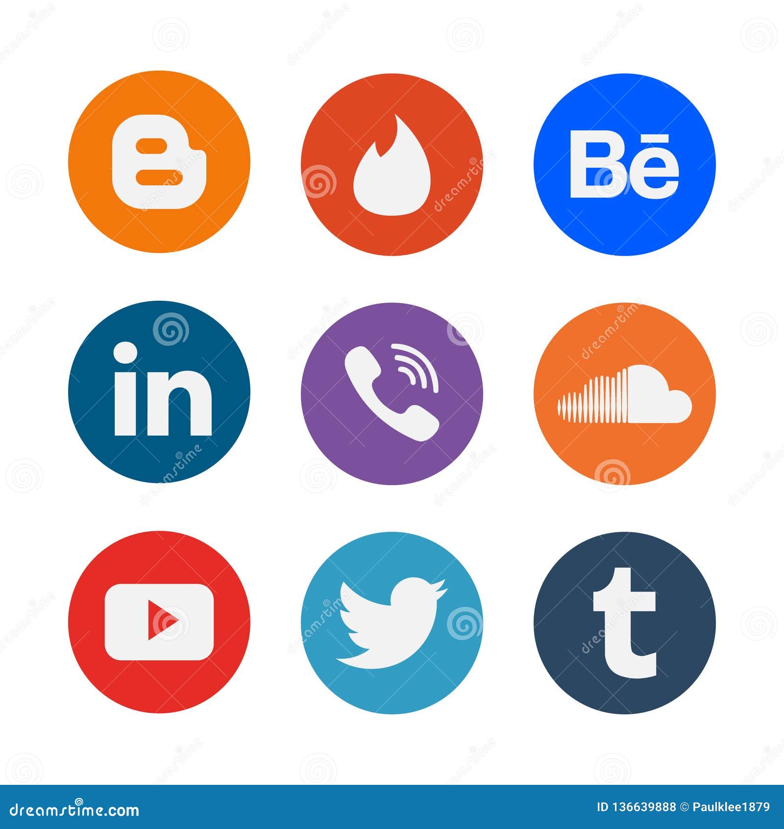 Social Media Icons Collection Set Editorial Stock Photo - Illustration
