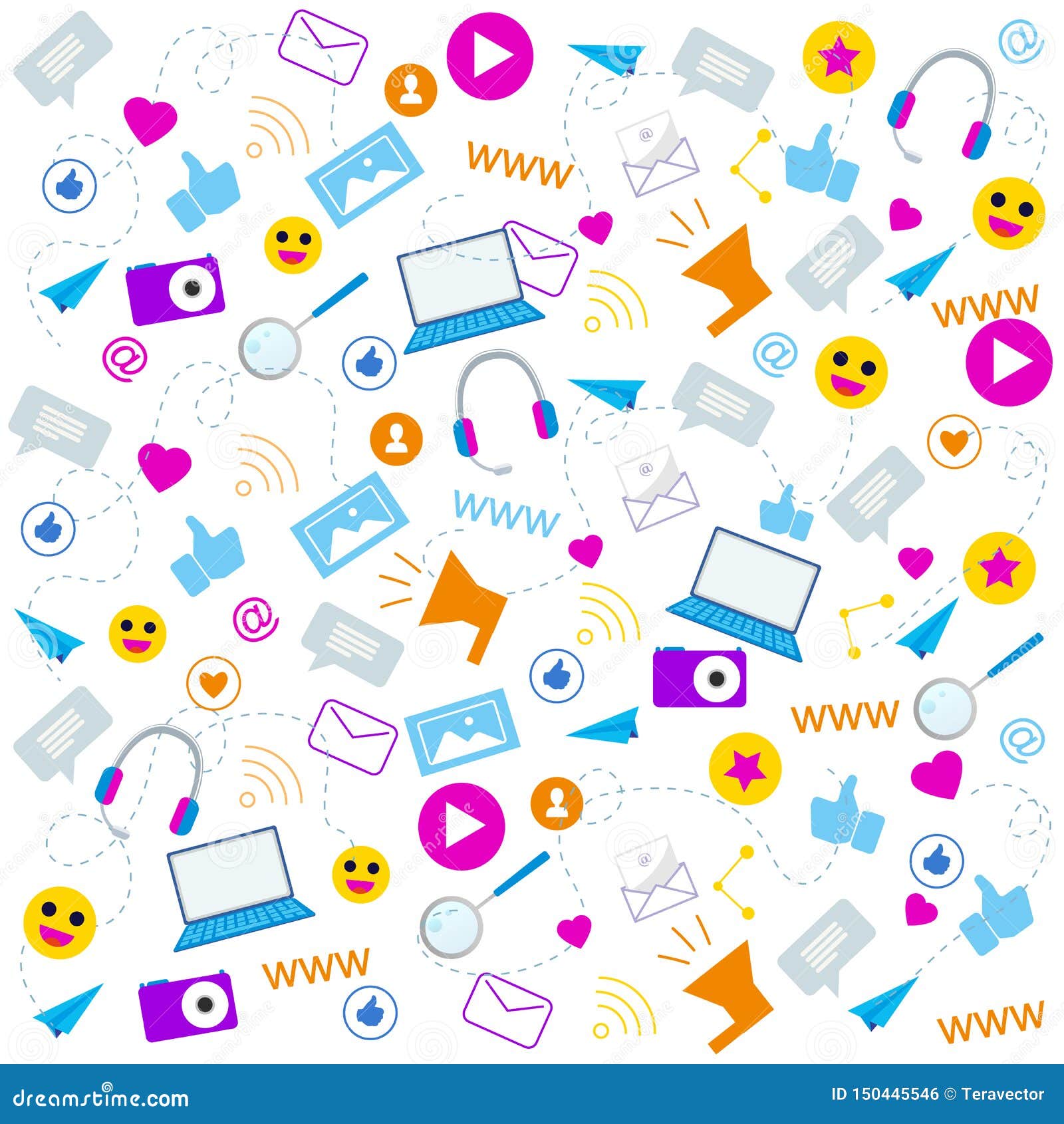 Social Media Icons Communication Symbol Pattern Stock Vector ...