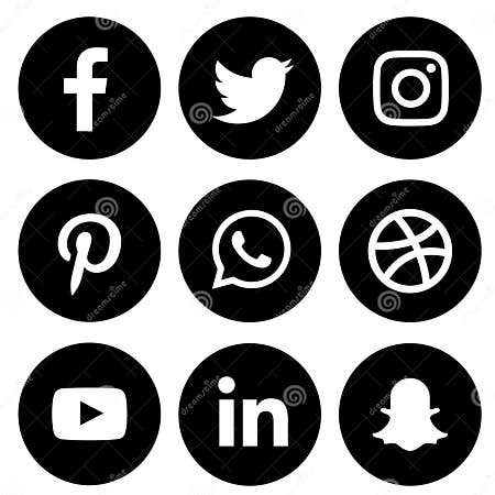 Black & White Social Media Icons Set of Facebook Twitter Instagram ...