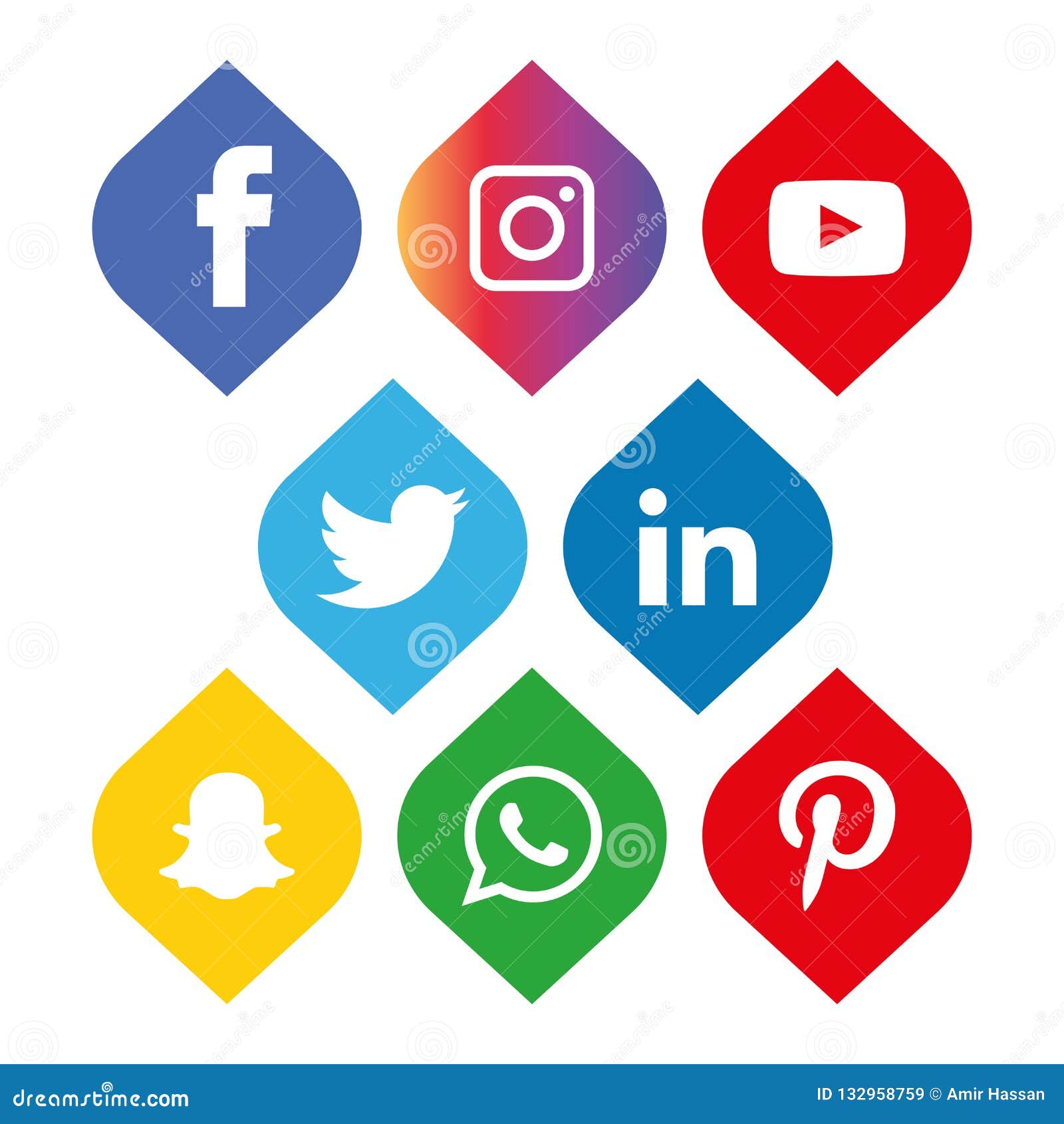 Social Media Icons Set Logo Vector Illustrator Editorial Stock Image