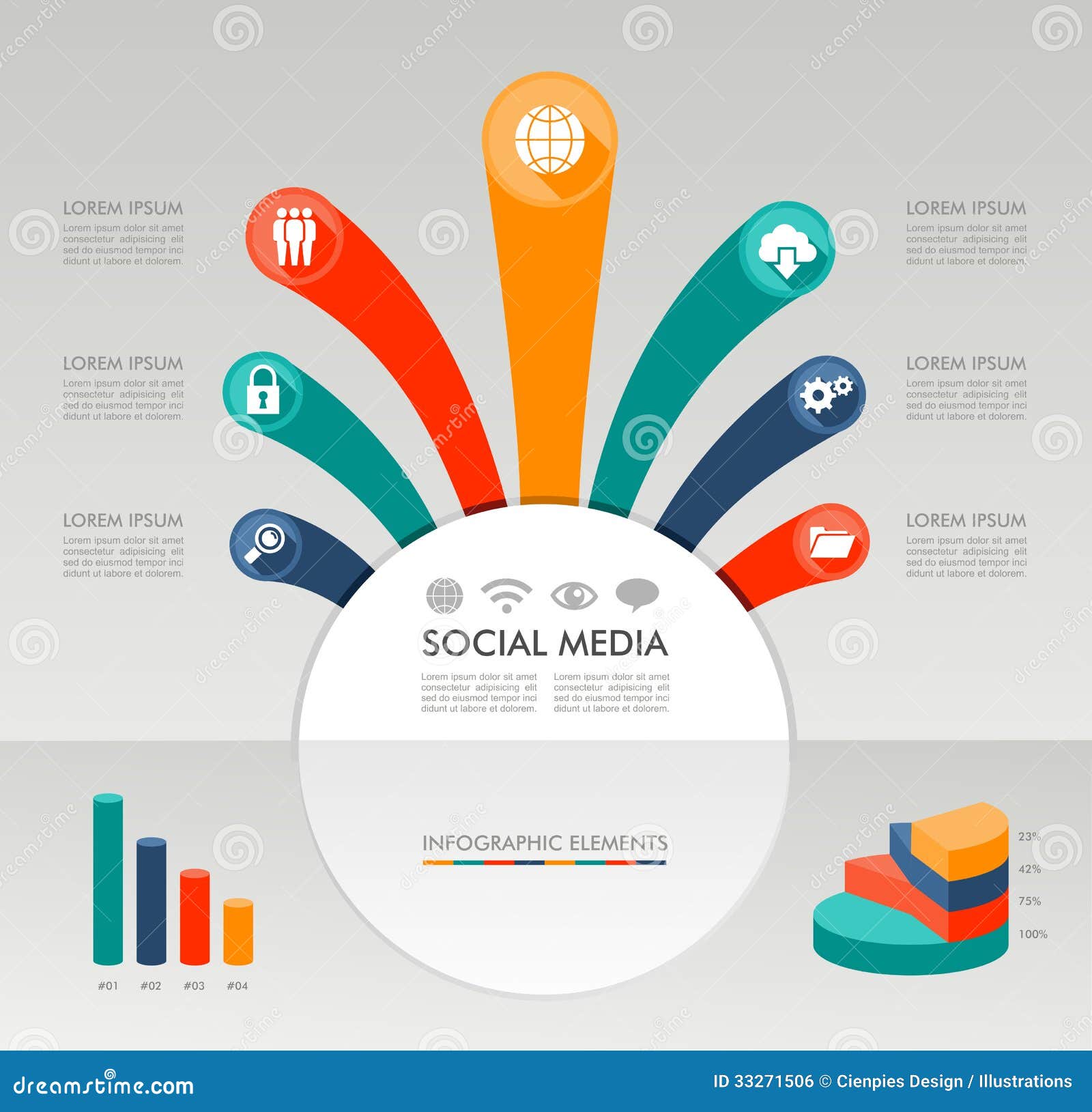 Social Media Infographic Template Graphic Elements Illustration Stock Vector Illustration Of Concept Search 33271506
