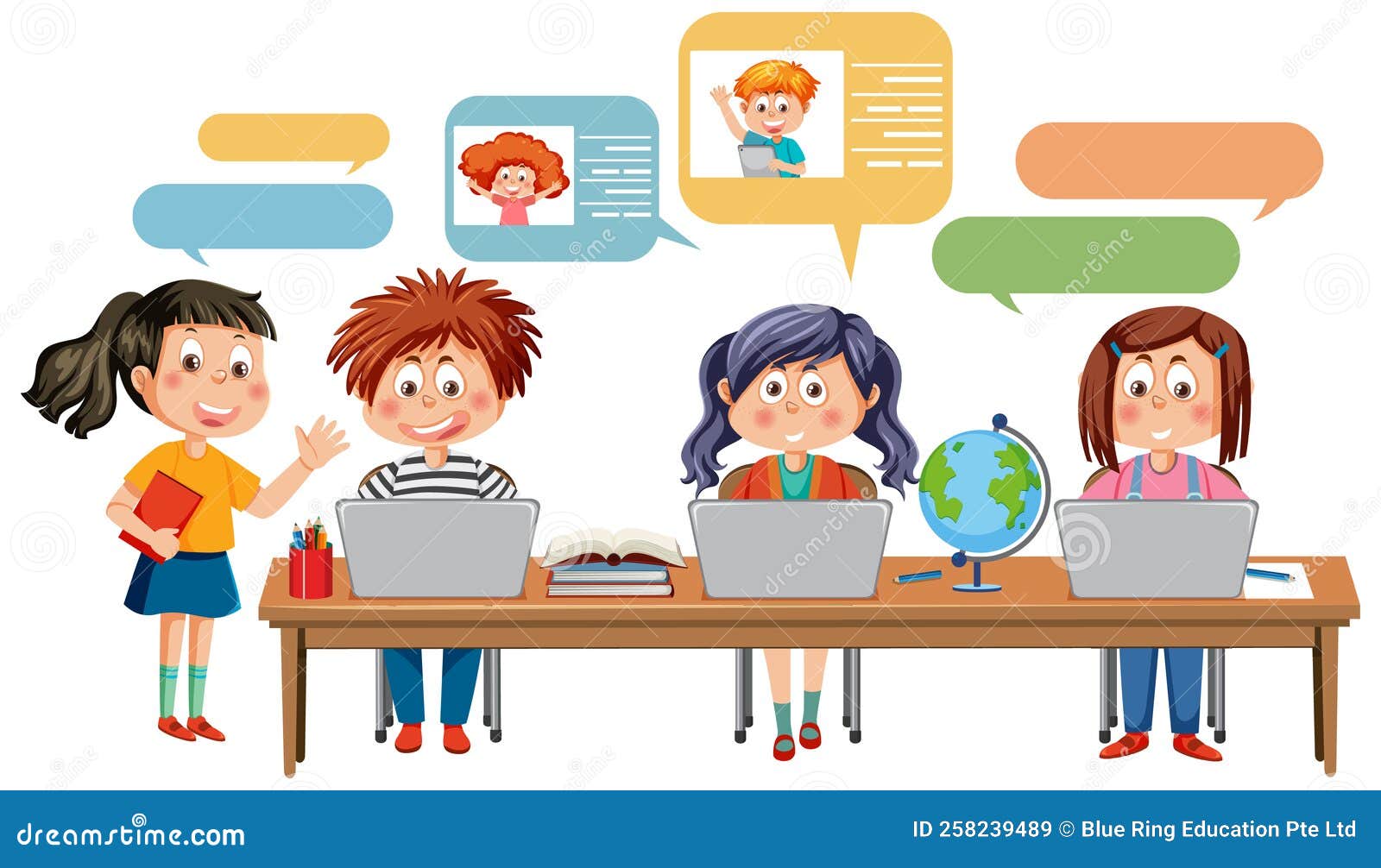 Social media kids vector stock vector. Illustration of computers
