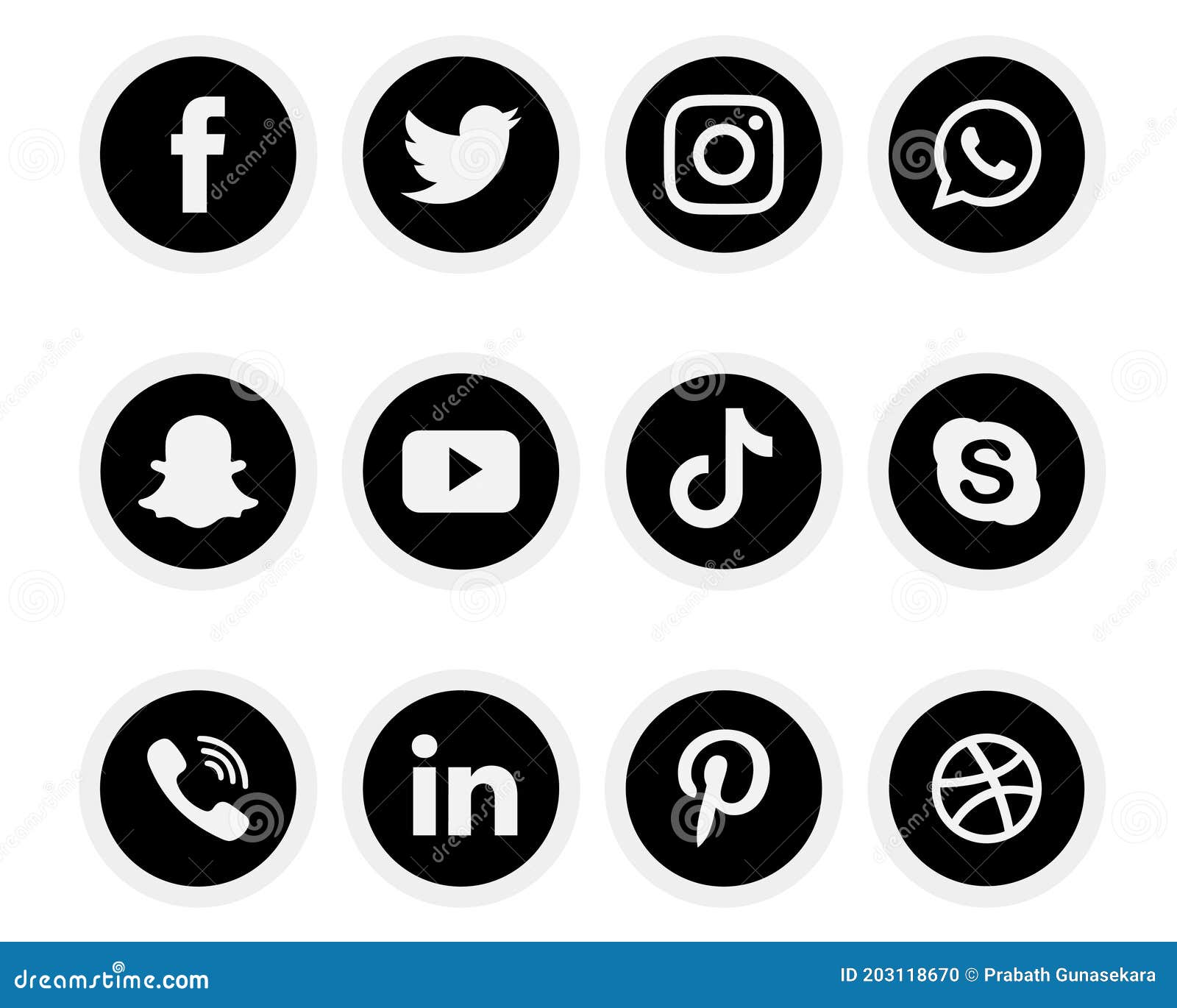 Black White Social Media Logo Set Of Facebook Twitter Instagram Pinterest Whatsapp Dribble You Tube Linked In And Snap Chat Editorial Image Illustration Of Instagram Shading