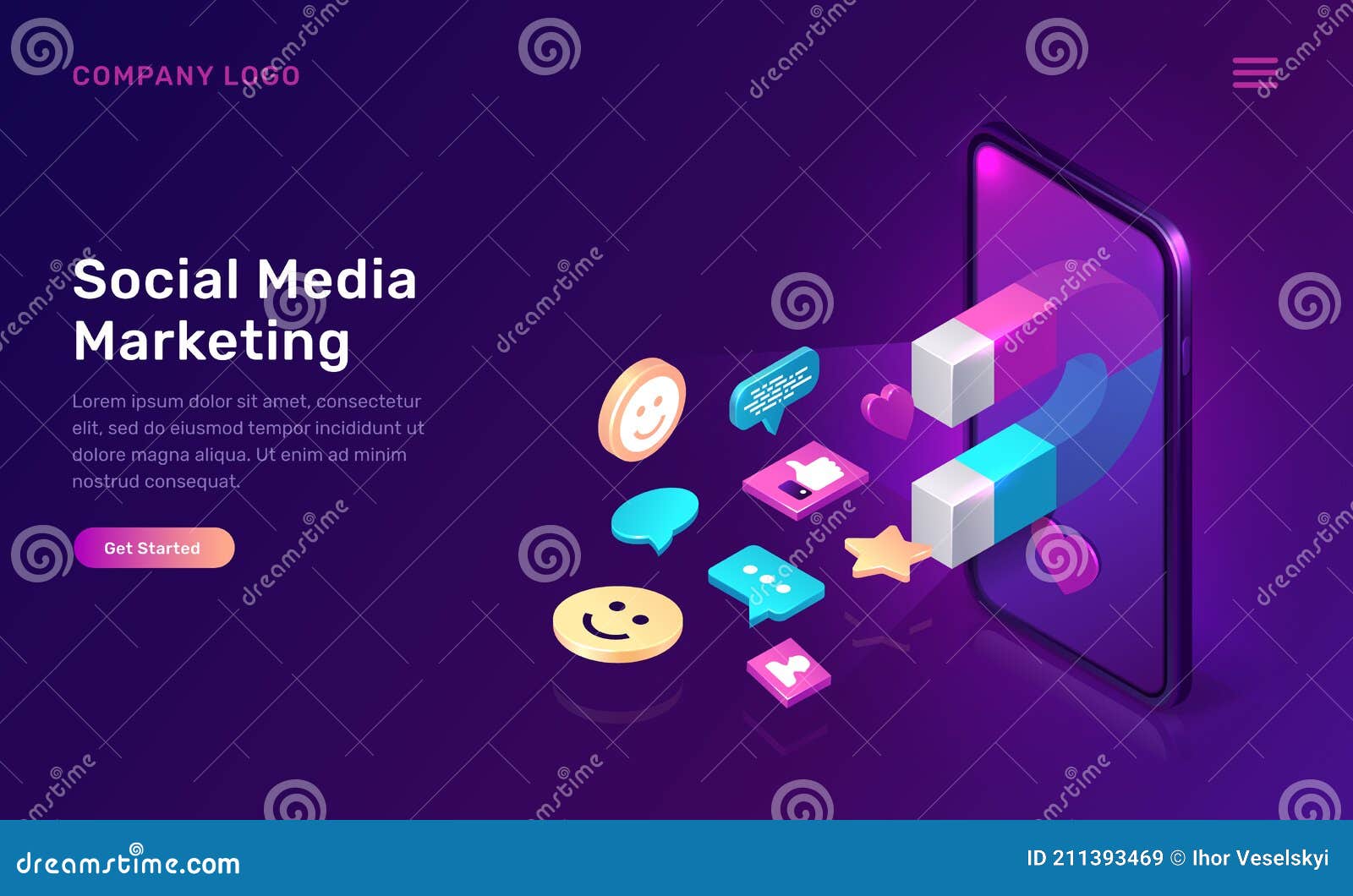 Social Media Marketing, Viral Mms Isometric Stock Vector Illustration