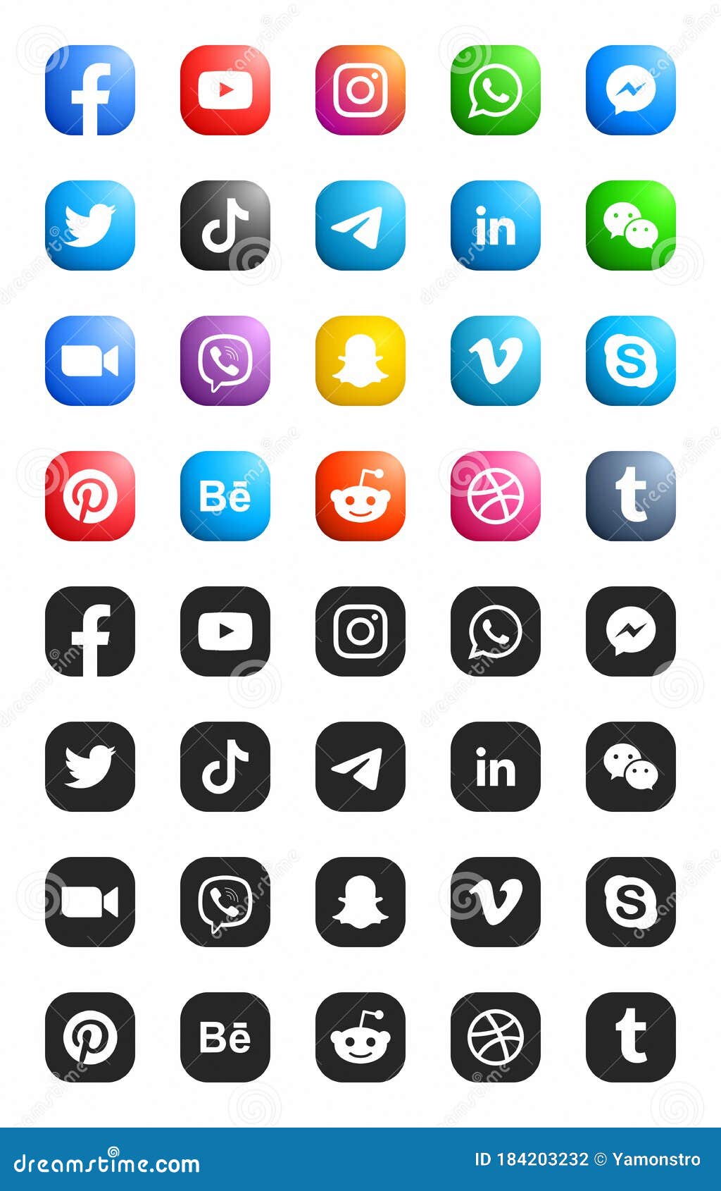 Social Media Modern IOs 3D Icons Set Editorial Photography