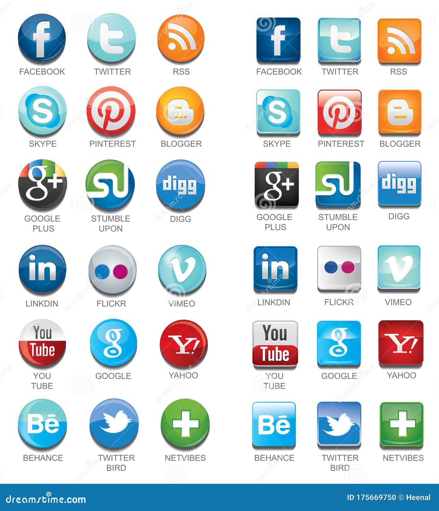 social media icons with names