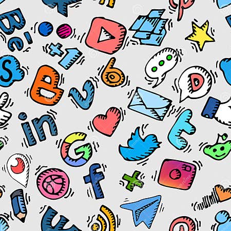 Social media pattern editorial photo. Illustration of doodle - 71797006