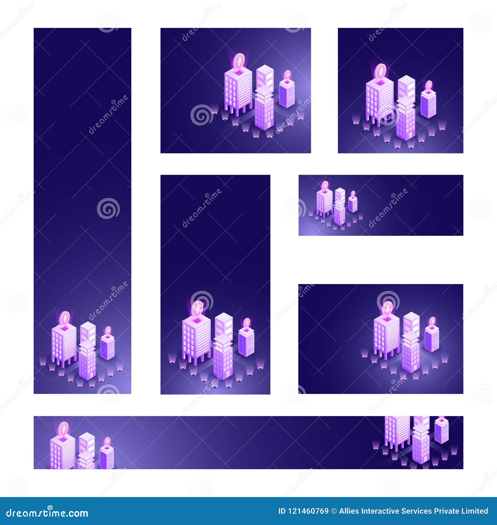 Social Media Post Set in Different Sizes with 3d Illustration of Stock