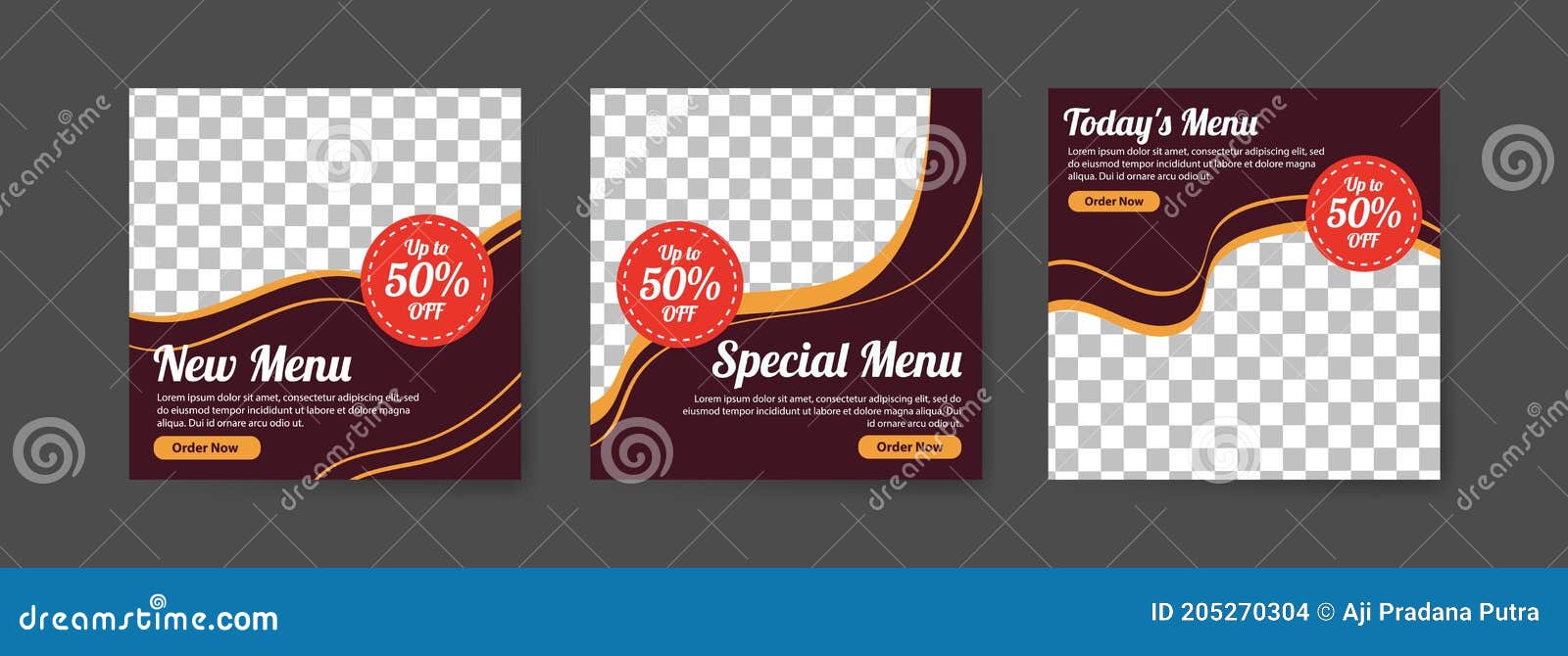 social media post templates for digital marketing and food sales promotion. culinary advertising. offer social media banners.
