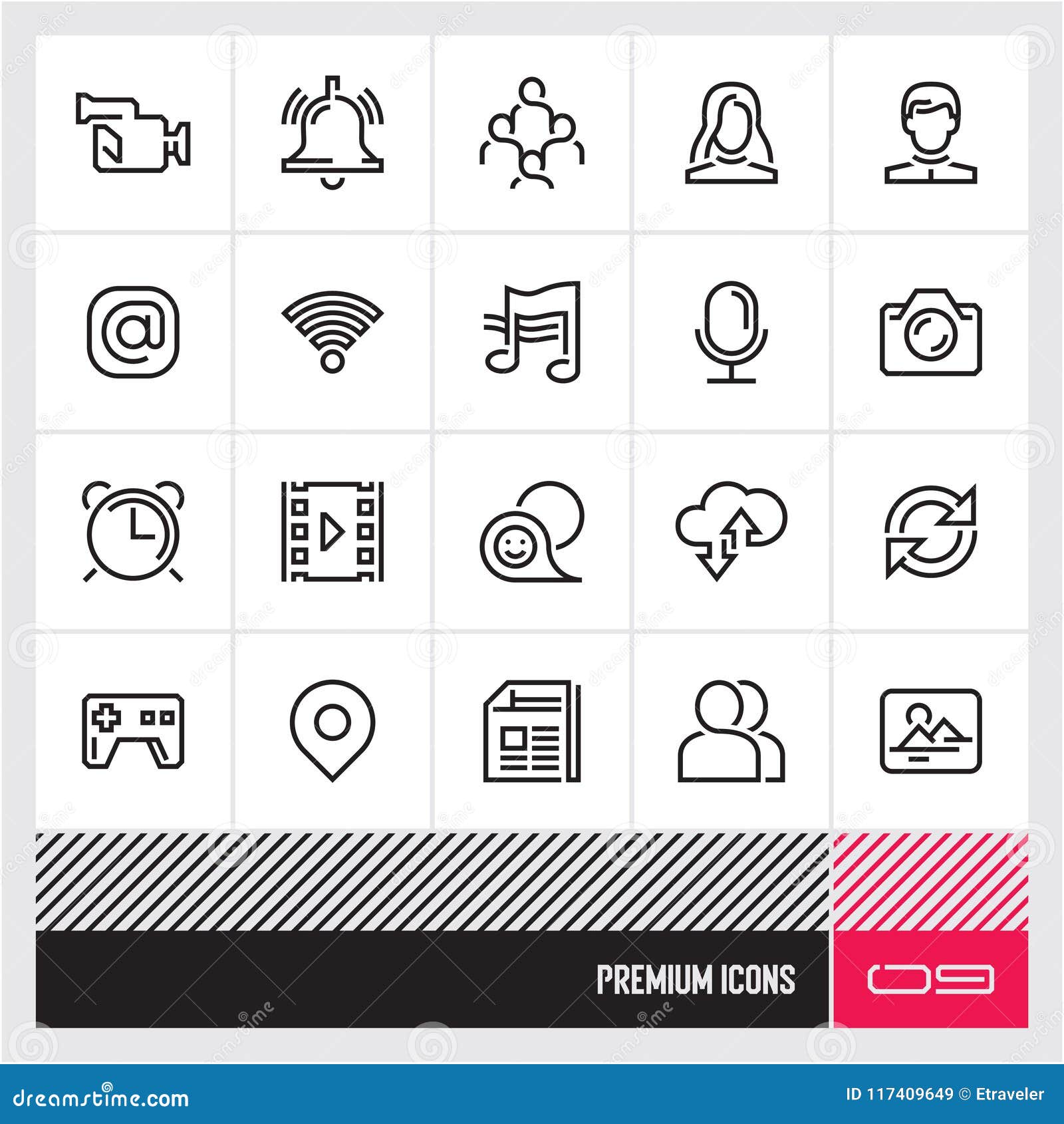 Social Media Thin Line Vector Icons Set Web Icons Stock Vector Social Media Thin Line Vector Icons Set Web Icons Stock Vector