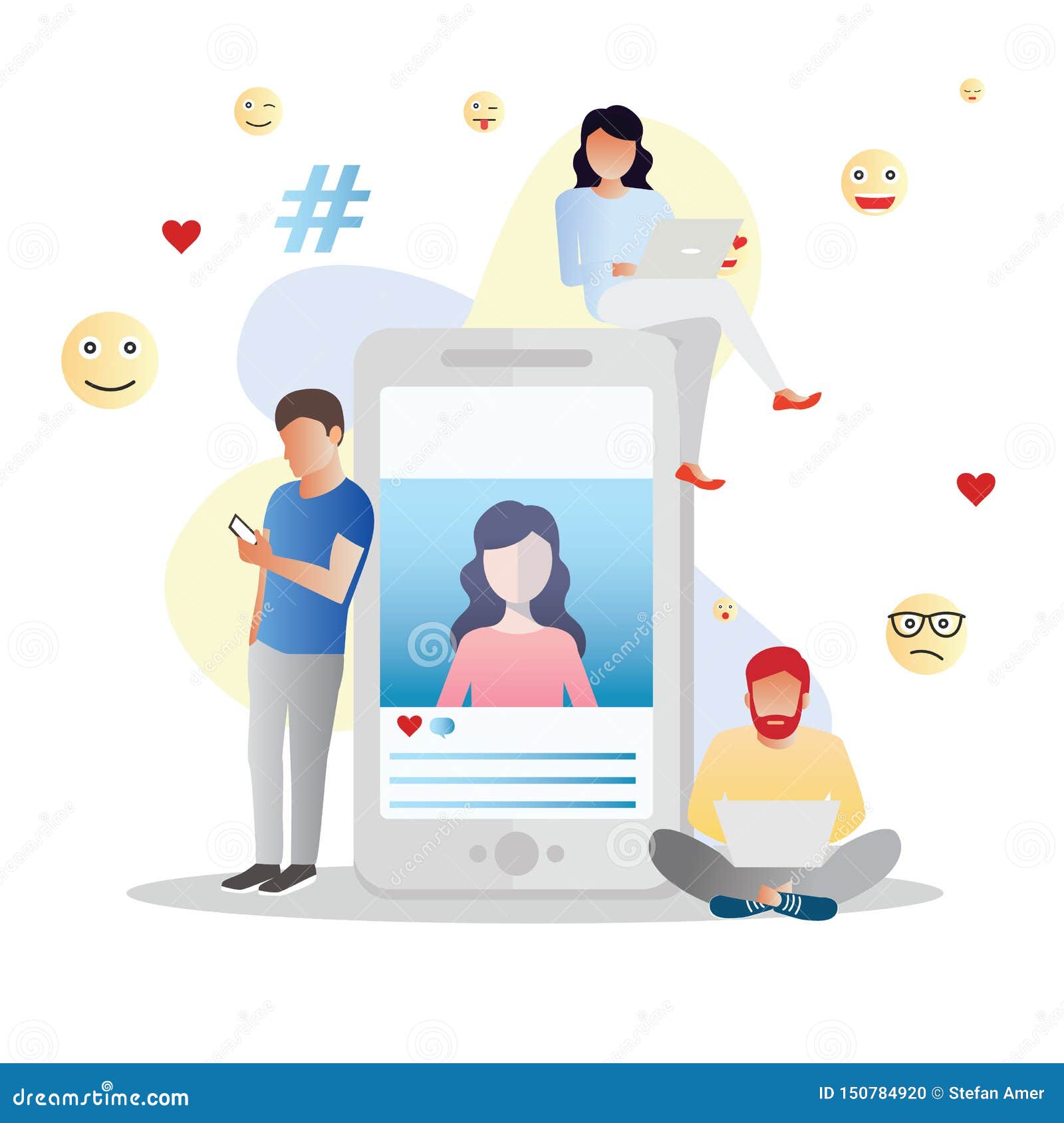 Social Media Vector Illustration Concept, Comment Like and Share a Post