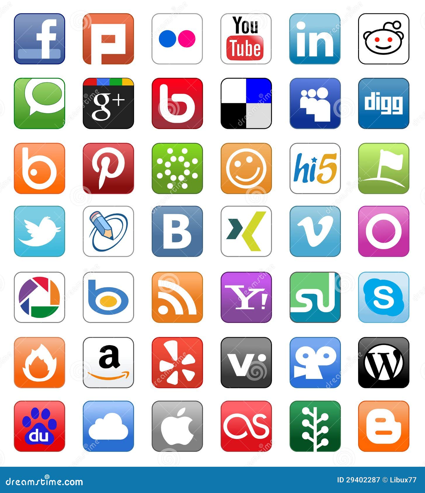 Social Media Network Buttons Button Set Editorial 