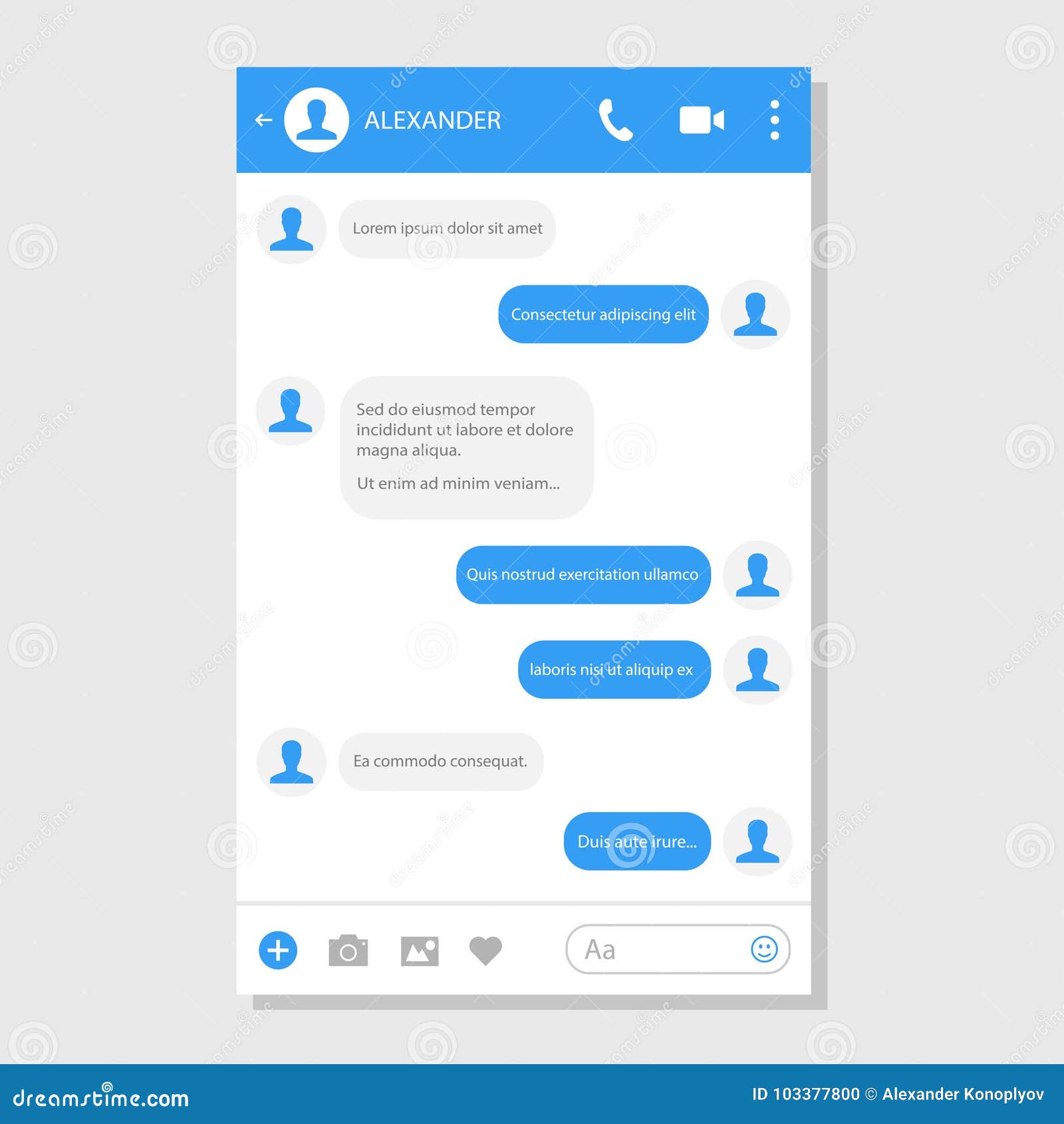 Social Network Messenger Page Template Stock Vector Illustration Of Media Display 103377800