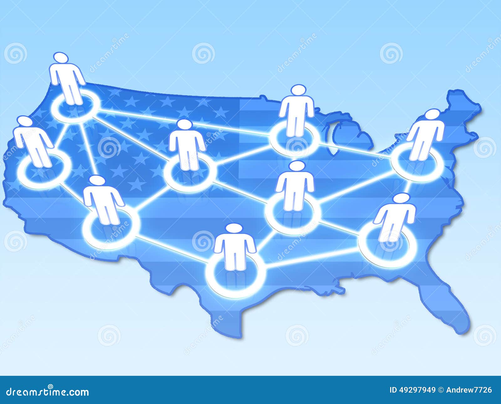 Social Network in USA Concept 3D Stock Illustration Illustration of
