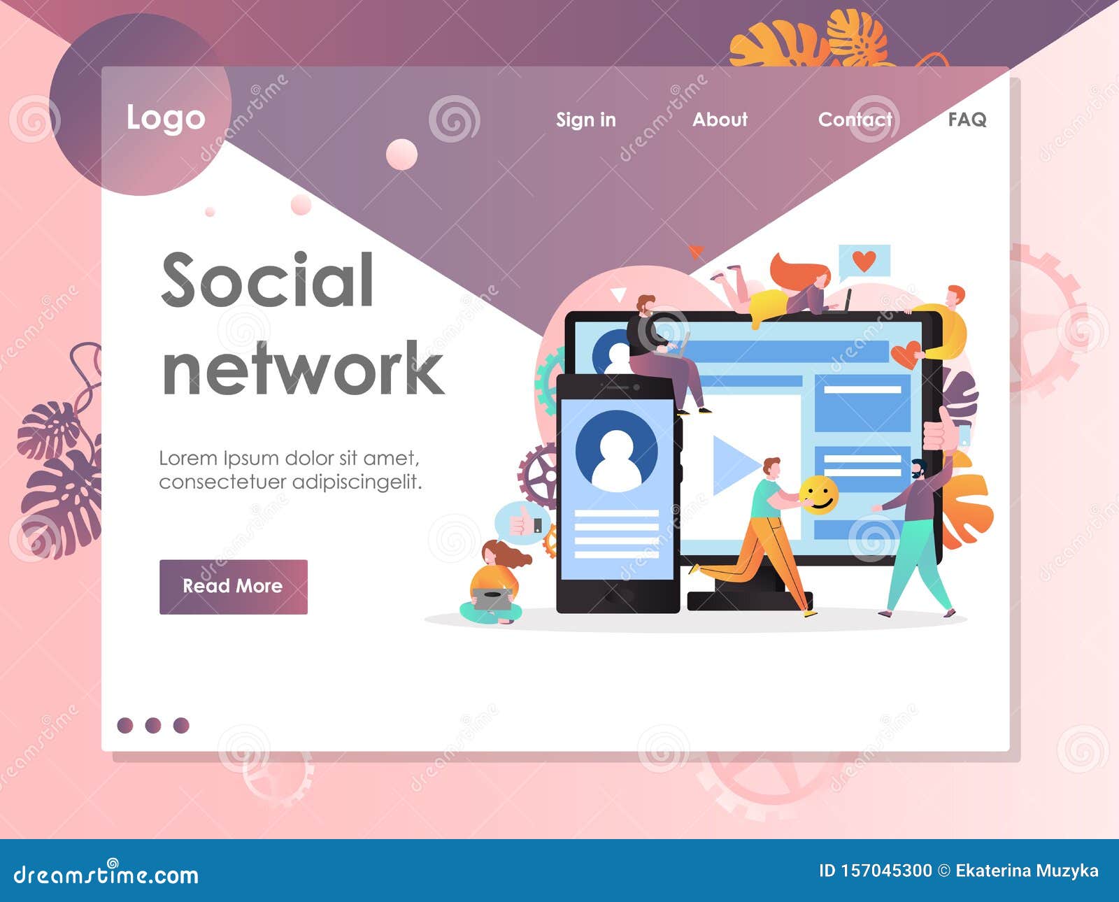 Social Network Website Template from thumbs.dreamstime.com