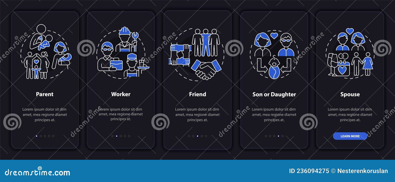 Social Position Example Onboarding Mobile App Page Screen Stock
