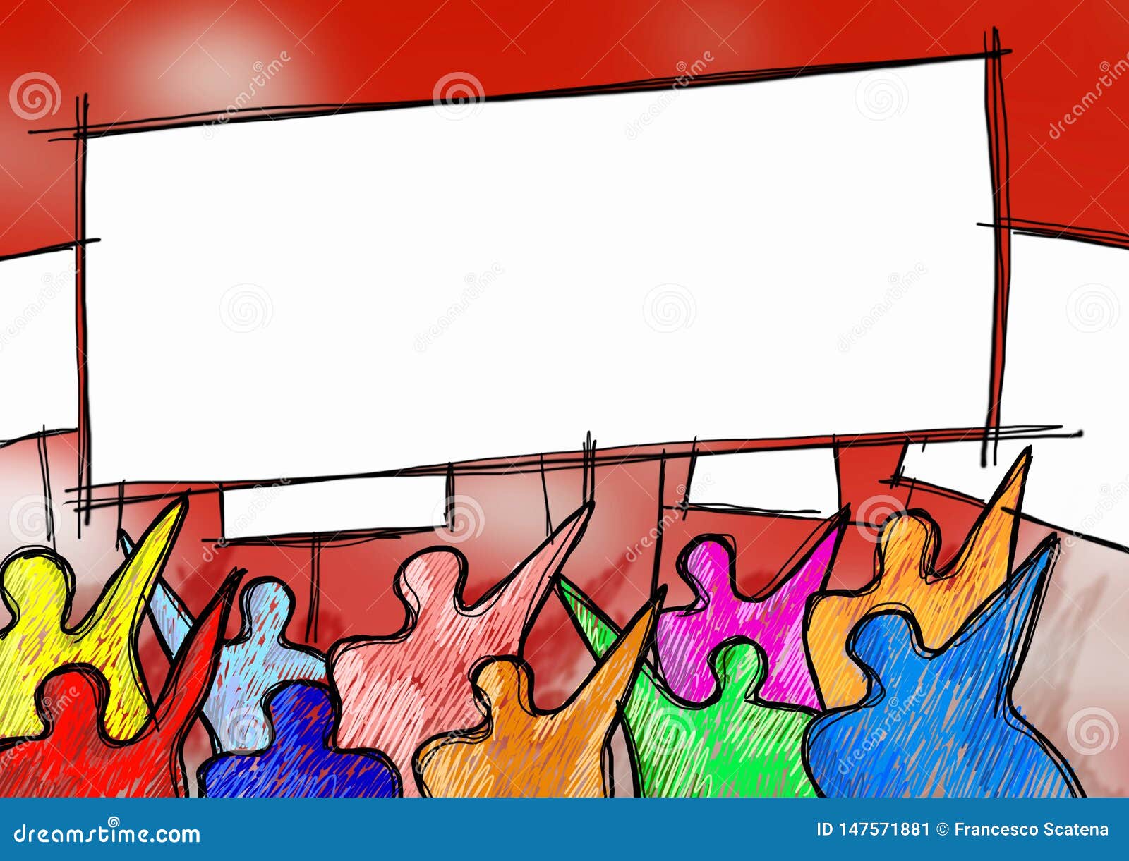social problems concept image. a group of people protest to enforce their rights - image with space for text insertion