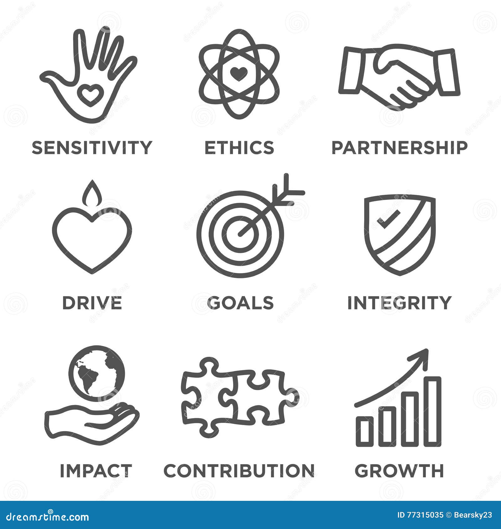 social responsibility outline icon set