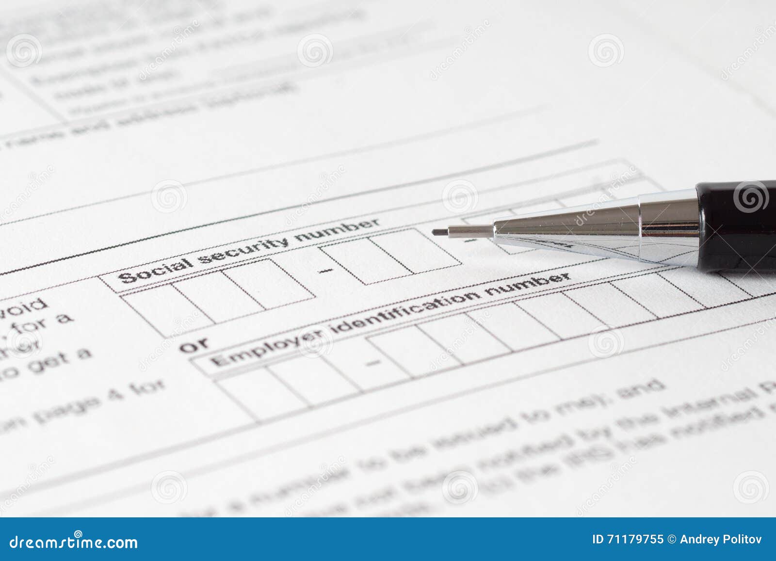 Social Security Number Form Stock Image Image of notice, estate 71179755