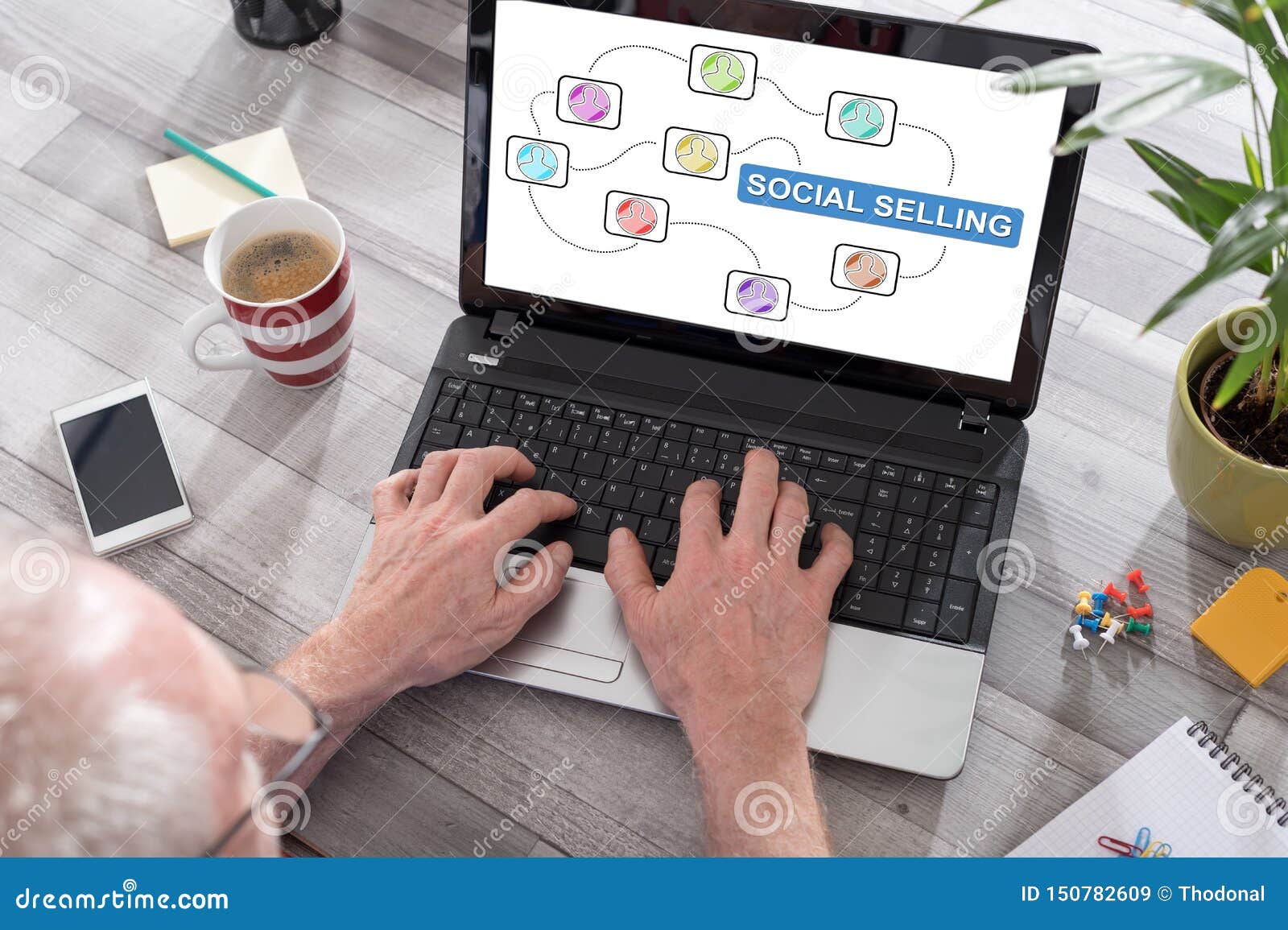 social selling concept on a laptop screen