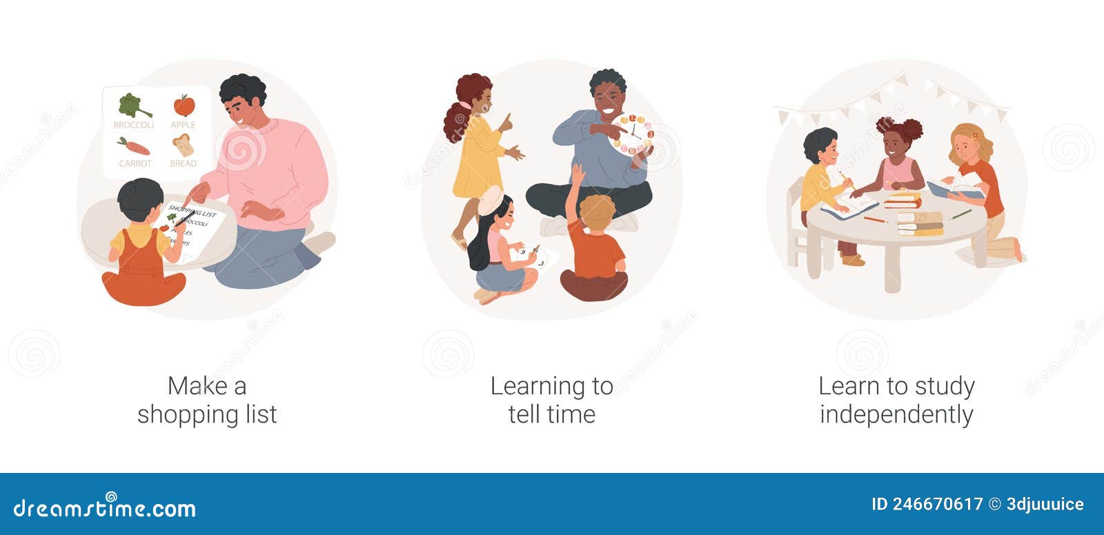 Social Skills Development in Kindergarten Isolated Cartoon Vector  Illustration Set. Stock Vector - Illustration of concept, collection:  246670617