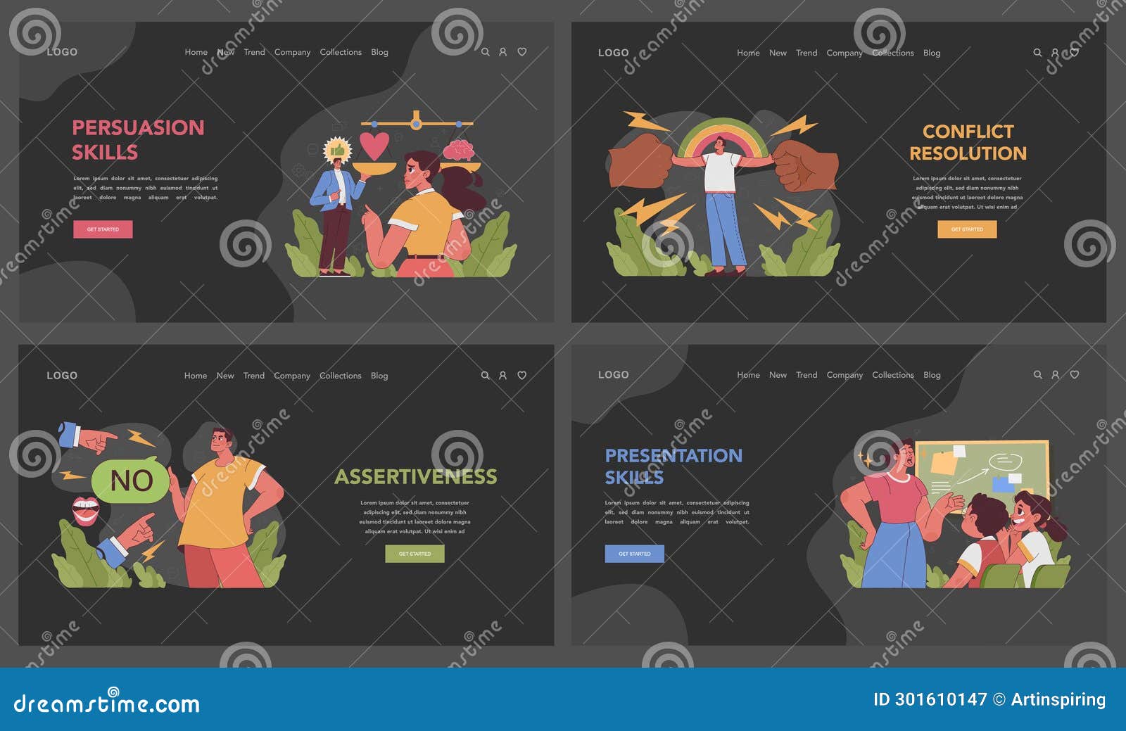social skills set. flat  